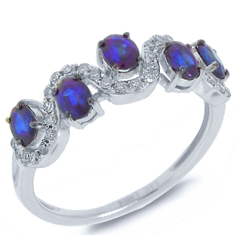 0.20ct Diamond & 1.21ct Blue Sapphire 14k White Gold Ring