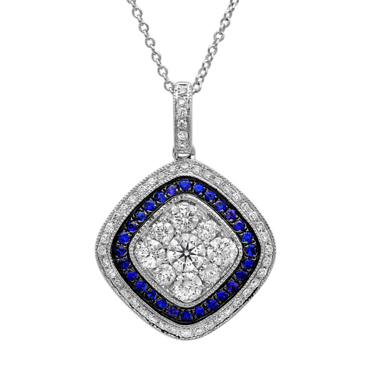 0.81ct Diamond & 0.21ct Blue Sapphire 14k White Gold Pendant