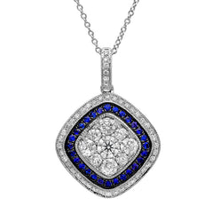 0.81ct Diamond & 0.21ct Blue Sapphire 14k White Gold Pendant
