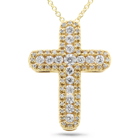 0.60ct 18k Yellow Gold Diamond Cross Necklace