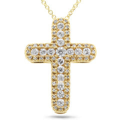 0.60ct 18k Yellow Gold Diamond Cross Necklace