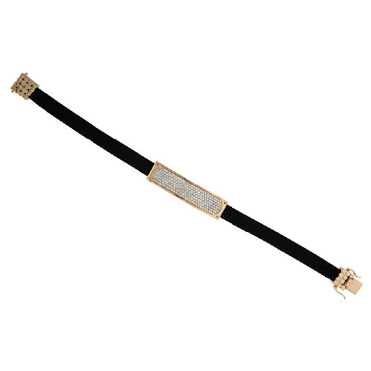 1.90ct 14k Rose Gold Diamond Calf Leather Bracelet