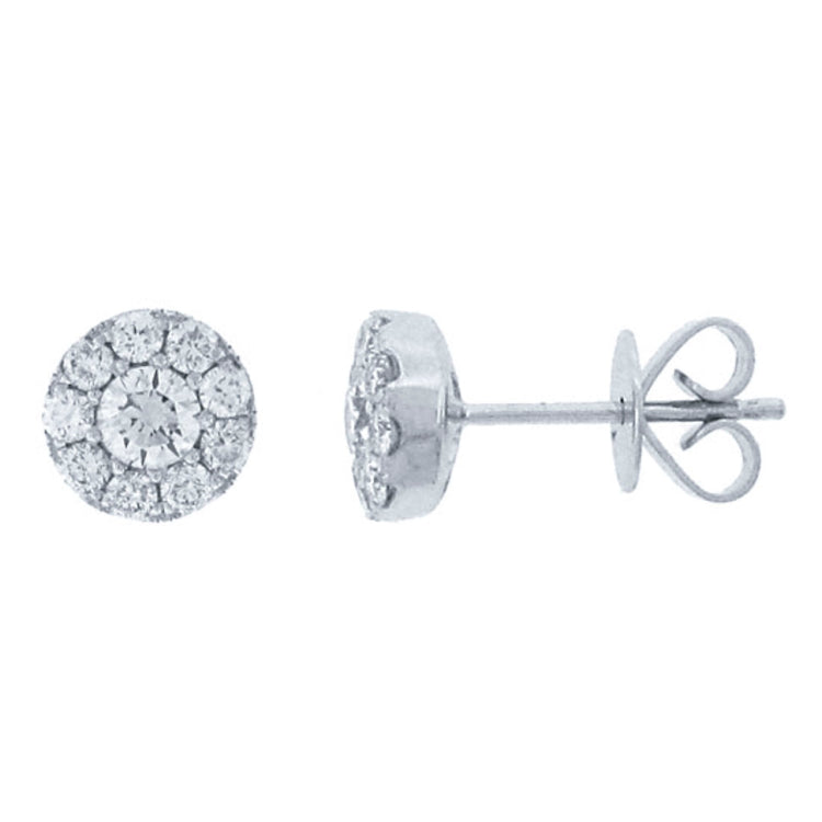 0.60ct 14k White Gold Diamond Cluster Earring