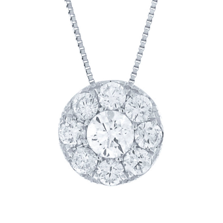 0.80ct 14k White Gold Diamond Cluster Pendant