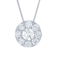 0.80ct 14k White Gold Diamond Cluster Pendant