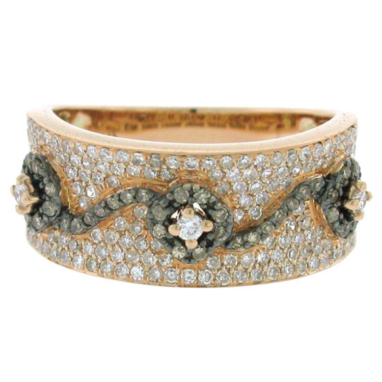 0.80ct 14k Rose Gold White & Champagne Diamond Ring
