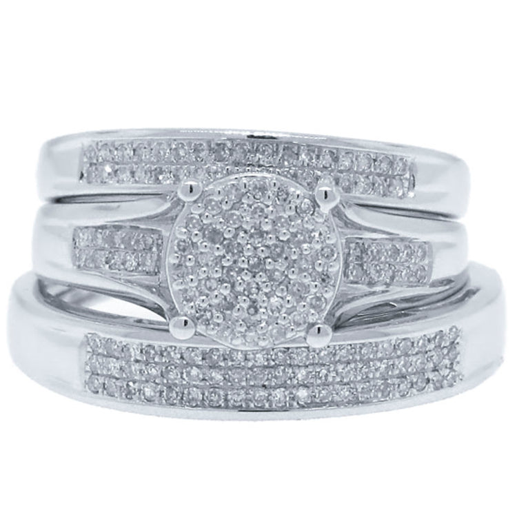 0.38ct 14k White Gold Diamond Trio Set Pave