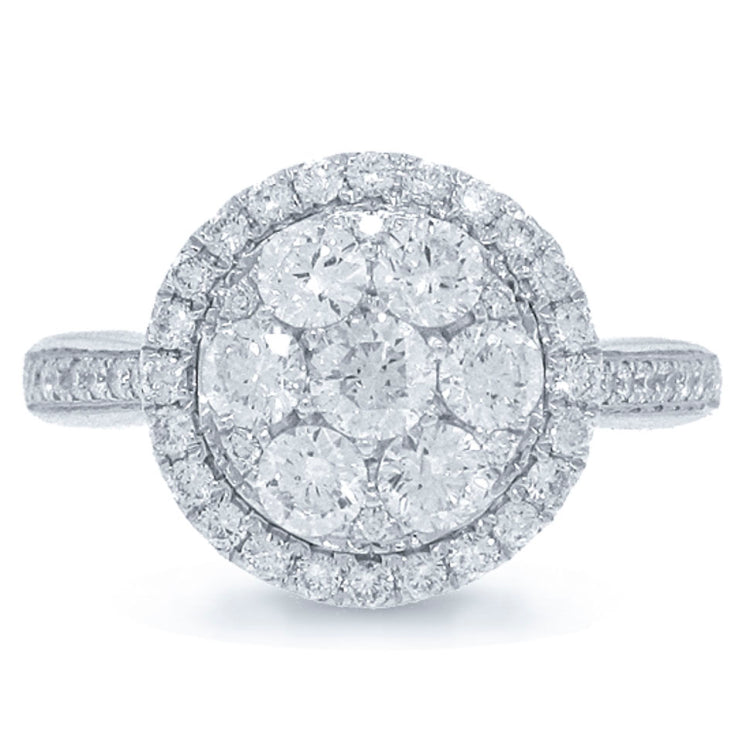 1.05ct 14k White Gold Diamond Cluster Lady's Ring