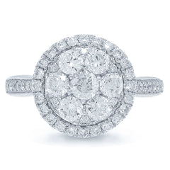 1.05ct 14k White Gold Diamond Cluster Lady's Ring