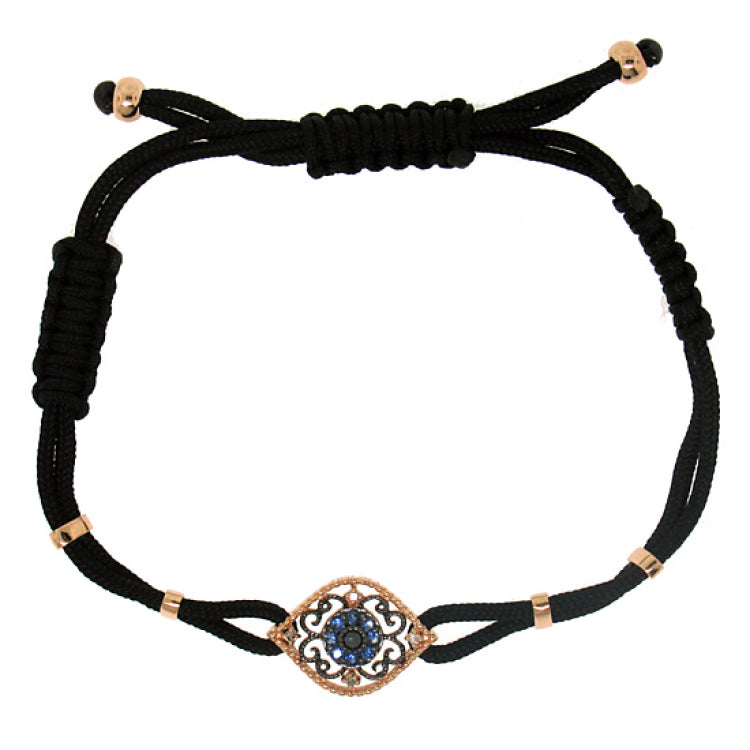 0.05ct Diamond & 0.13ct Blue Sapphire 14k Rose Gold Eye Bracelet