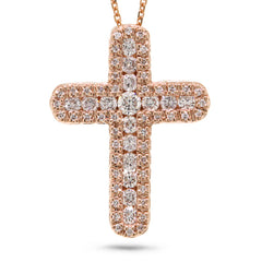 0.60ct 14k Rose Gold Diamond Cross Necklace