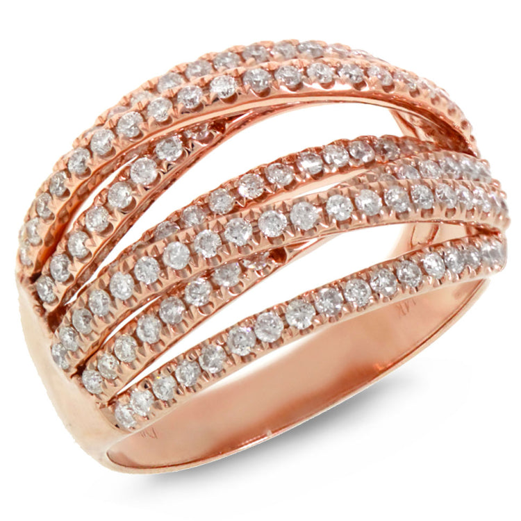 0.91ct 14k Rose Gold Diamond Bridge Ring