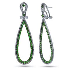 0.66ct Diamond & 1.70ct Green Garnet 14k White Gold Earring