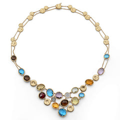 0.17ct Diamond & 38.18ct Multi-color Stone 14k Yellow Gold Necklace