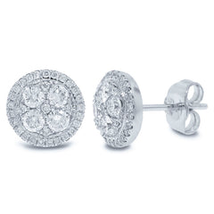 0.58ct 14k White Gold Diamond Cluster Stud Earring
