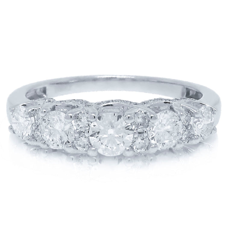 1.08ct 14k White Gold Diamond Lady's 5 Stone Ring