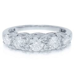 1.08ct 14k White Gold Diamond Lady's 5 Stone Ring