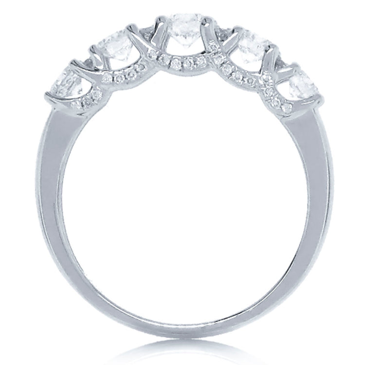 1.08ct 14k White Gold Diamond Lady's 5 Stone Ring