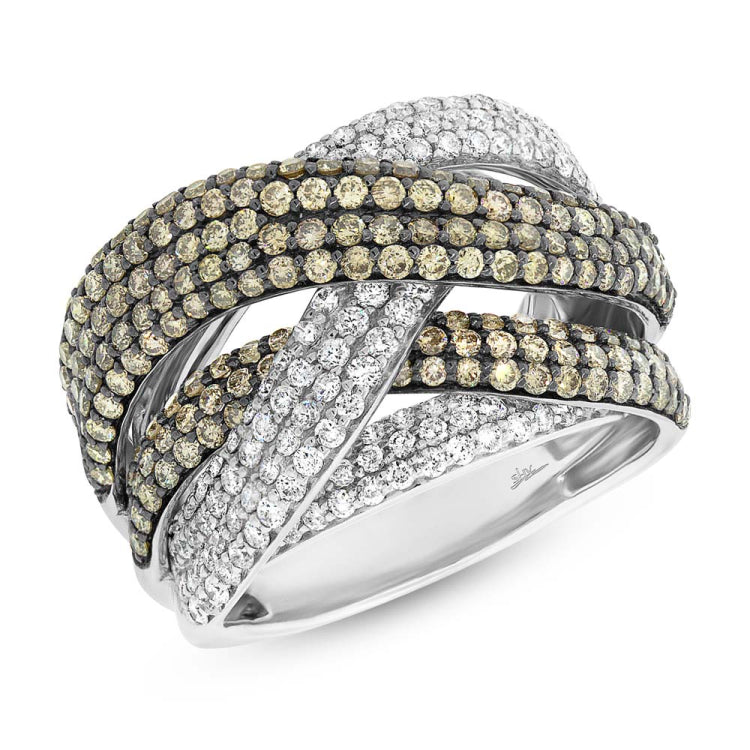 3.63ct 14k White Gold White & Champagne Diamond Bridge Ring