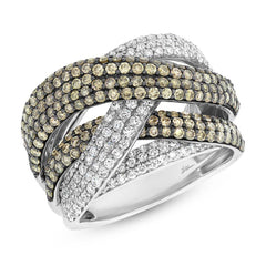 3.63ct 14k White Gold White & Champagne Diamond Bridge Ring