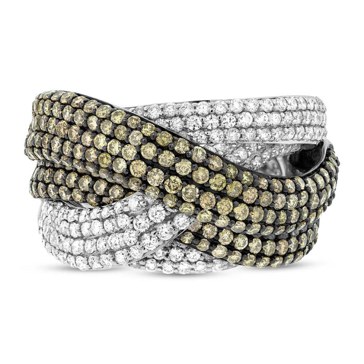 3.63ct 14k White Gold White & Champagne Diamond Bridge Ring