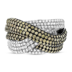 3.63ct 14k White Gold White & Champagne Diamond Bridge Ring