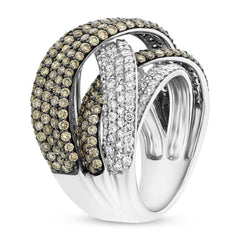 3.63ct 14k White Gold White & Champagne Diamond Bridge Ring