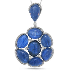 0.48ct Diamond & 32.86ct Kyanite 14k White Gold Pendant
