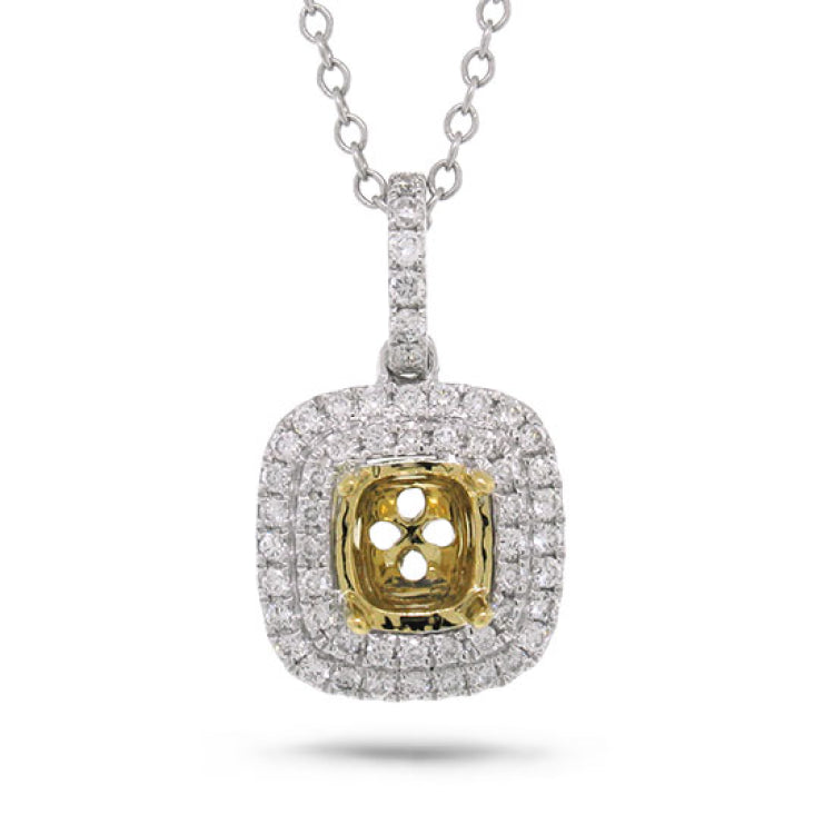 0.28ct 18k Two-tone Gold Diamond Semi-mount Pendant
