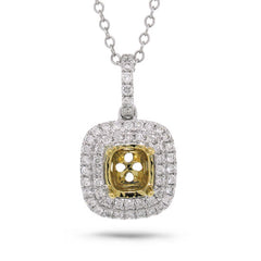 0.28ct 18k Two-tone Gold Diamond Semi-mount Pendant