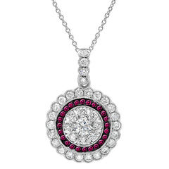 1.08ct Diamond & 0.22ct Ruby 14k White Gold Pendant