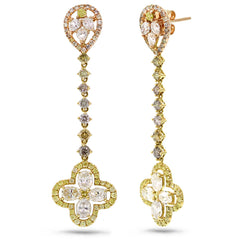 4.71ct 18k Two-tone Rose Gold Fancy Color Diamond Earring