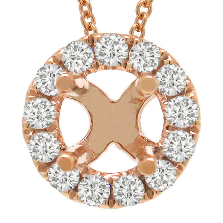 0.20ct 14k Rose Gold Diamond Semi-mount Pendant