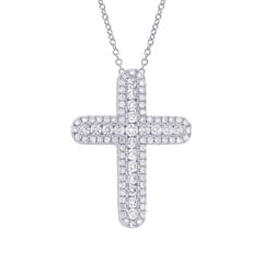 1.50ct 14k White Gold Diamond Cross Necklace
