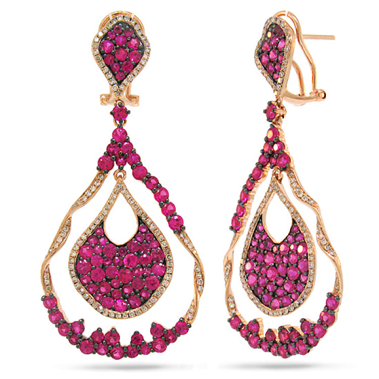 1.00ct Diamond & 7.57ct Pink Sapphire 14k Rose Gold Earring