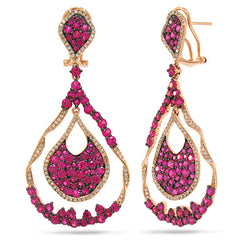 1.00ct Diamond & 7.57ct Pink Sapphire 14k Rose Gold Earring