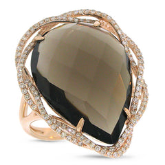 0.38ct Diamond & 13.94ct Smokey Topaz 14k Rose Gold Ring