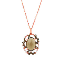 0.11ct Diamond & 4.50ct Smokey Topaz 14k Rose Gold Pendant