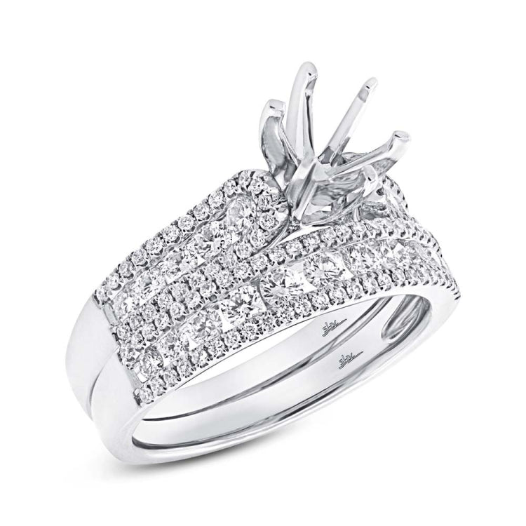 1.20ct 14k White Gold Diamond Semi-mount Ring 2-pc for 1.00ct Center