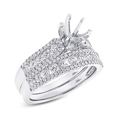 1.20ct 14k White Gold Diamond Semi-mount Ring 2-pc for 1.00ct Center