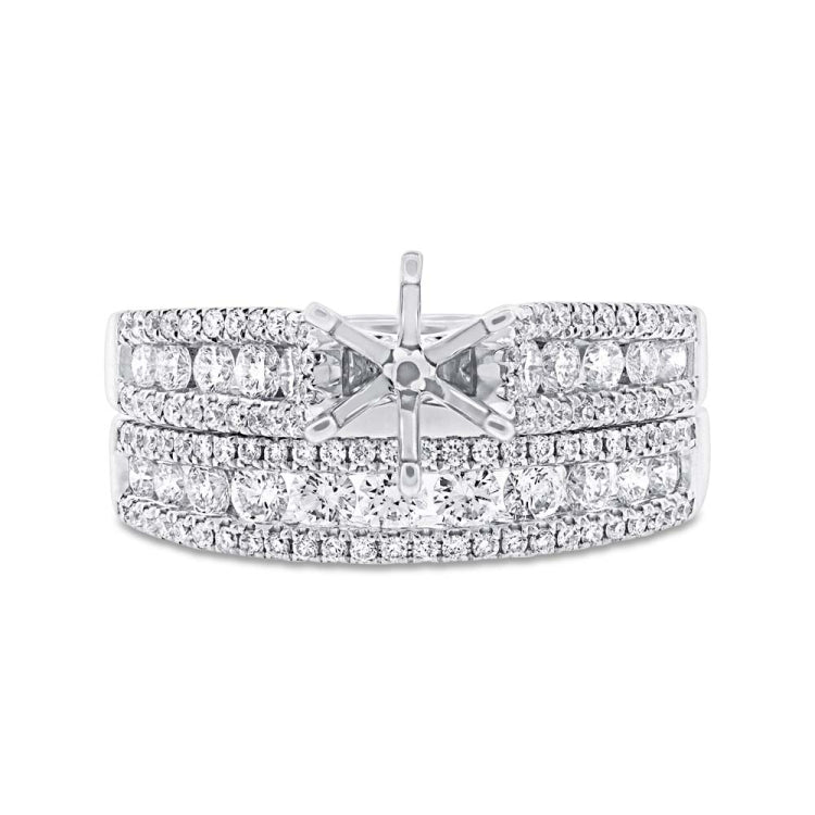 1.20ct 14k White Gold Diamond Semi-mount Ring 2-pc for 1.00ct Center