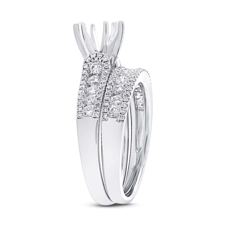 1.20ct 14k White Gold Diamond Semi-mount Ring 2-pc for 1.00ct Center