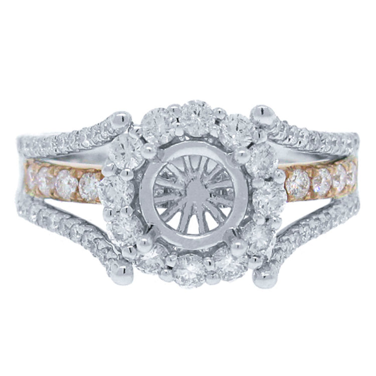0.94ct 14k Two-tone Rose Gold Diamond Semi-mount Ring
