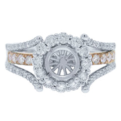 0.94ct 14k Two-tone Rose Gold Diamond Semi-mount Ring