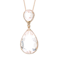0.35ct Diamond & 13.22ct White Topaz 14k Rose Gold Pendant