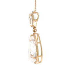 0.35ct Diamond & 13.22ct White Topaz 14k Rose Gold Pendant
