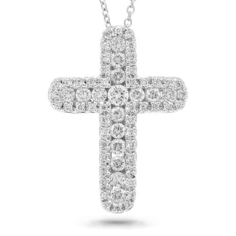 0.60ct 14k White Gold Diamond Cross Necklace