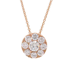 0.80ct 14k Rose Gold Diamond Cluster Pendant