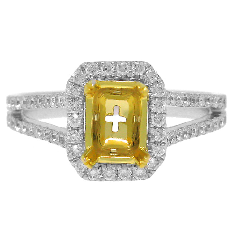 0.63ct 14k Two-tone Gold Diamond Semi-mount Ring