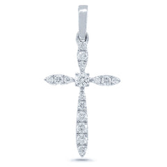 0.18ct 14k White Gold Diamond Cross Necklace